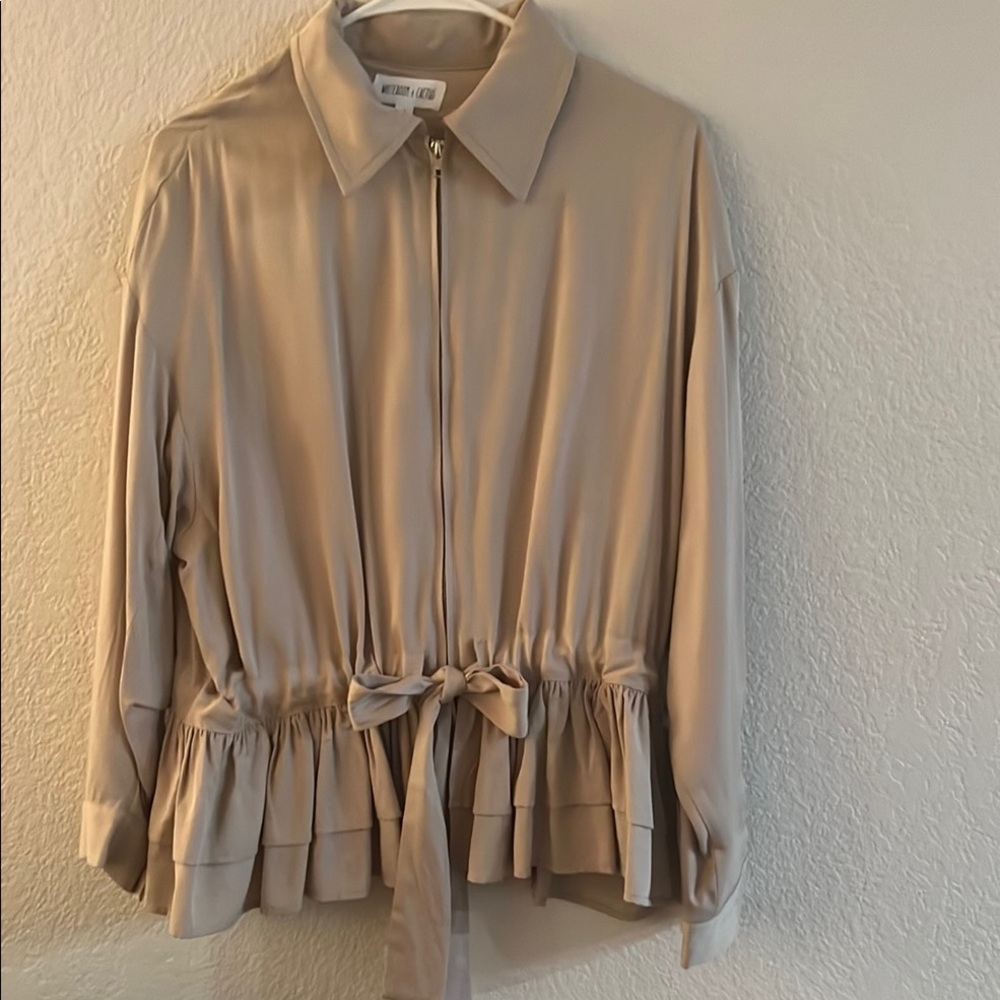Beige Women's Top with Tie Waist